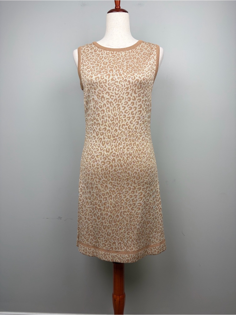 St John Sport Leopard Knit Sleeveless Dress Size P‎ Small USA